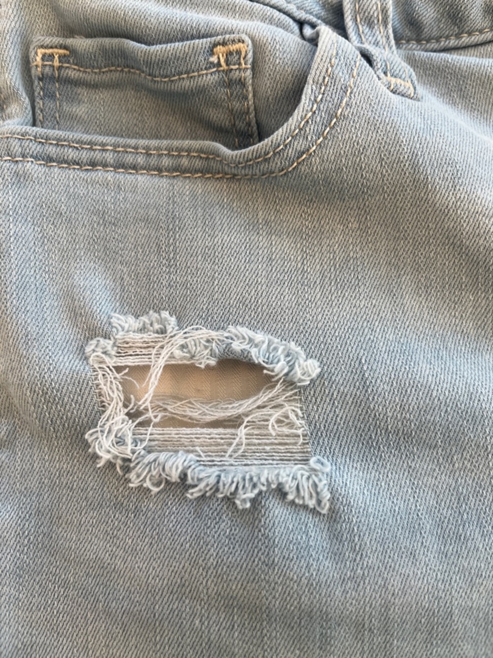 Hollister Light Wash Distressed Denim Shorts - Pale Blue - Picture 3 of 5